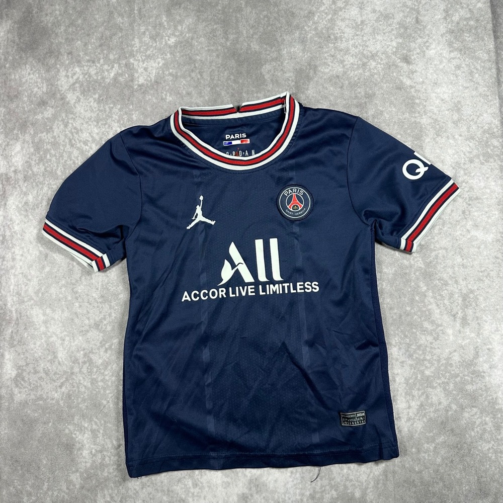Jordan Kids Paris Saint-Germain PSG Messi 30 Home Soccer Jersey Navy Blue Sz 22